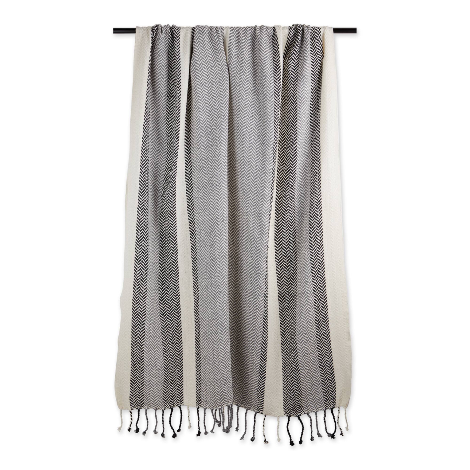 DII® Black Plaid Bold Herringbone Throw